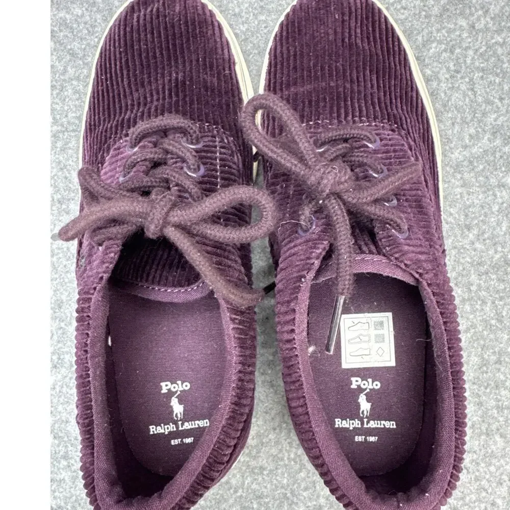 Polo Ralph Lauren Keaton Plum Purple Corduroy Kids Sneakers Youth Size 3